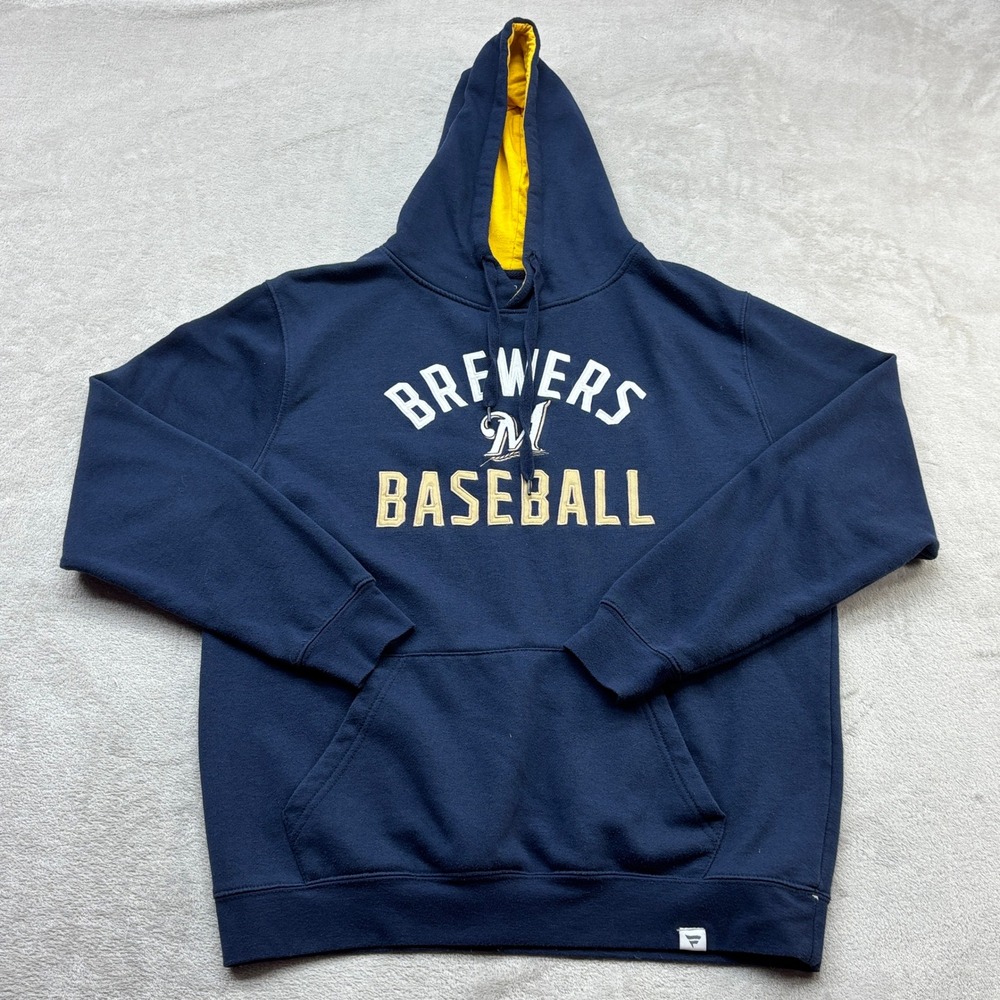 Milwaukee Brewers Fanatics Hoodie Men L Blue Baseball Graphic Sweatshirt MLB